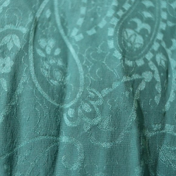 Vintage Silk Jumpsuit 80s Petite Illustrations size 10 Aqua Blue Paisley - Picture 4 of 16